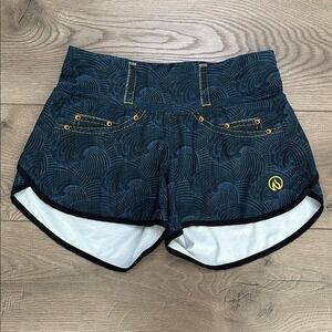 INKnBURN Wave Denim Performance Lined Running Shorts Blue Size 6